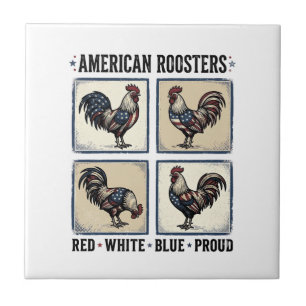 Carreau Coqs Américains Modèle de Chemise Patriotique Vint
