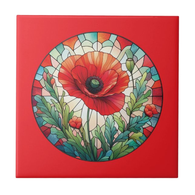Carreau Coquelicot en Verre Coloré (Devant)