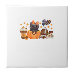 Carreau Coquette Halloween Mignon Chat Citrouille Football
