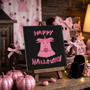Carreau Coquette Rose Fantôme Joyeux Halloween Art Numériq