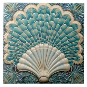 Carreau Coquillage Aquamarine Art Déco Inspiré