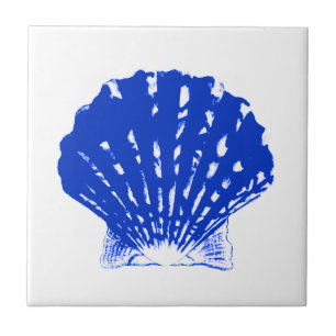 Carreau Coquillage - bleu cobalt et blanc