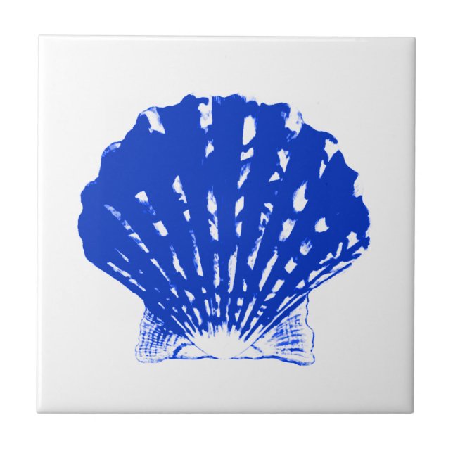 Carreau Coquillage - bleu cobalt et blanc (Devant)