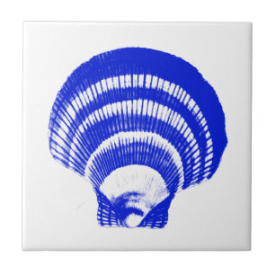 Carreau Coquillage - bleu et blanc de cobalt
