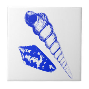 Carreau Coquillage - bleu et blanc de cobalt