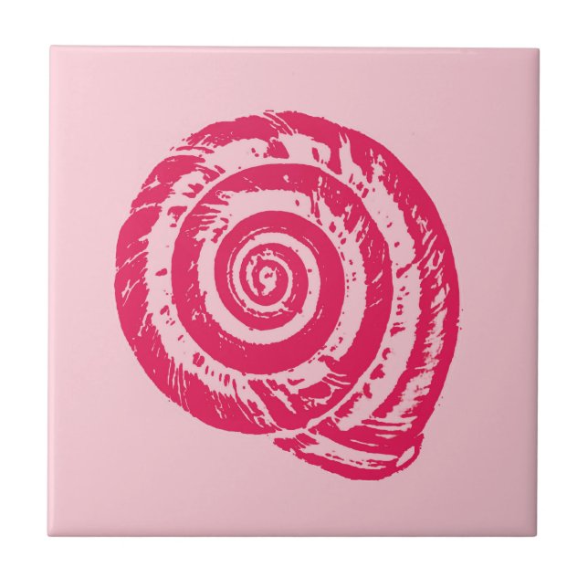 Carreau Coquillage spiral, rose corail et rose Fuchsia (Devant)