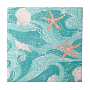 Carreau Coquillages et Motif de Vagues Océaniques (13)
