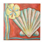 Carreau Coquillages Rustiques Orange<br><div class="desc">Posez-vous sur le sable chaud et trouvez les trésors cachés ! Cette peinture de Nancy Slocum capture la belle vie aquatique qui se trouve à terre. Il capture une belle coquille orange, une étoile de mer orange et un dollar de sable bleu vif. Obtenez votre magnifique art océanique dès aujourd'hui...</div>