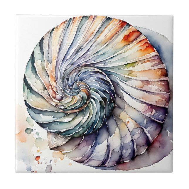Carreau Coquille de coquillage Nautilus Design 357 Aquarel (Devant)