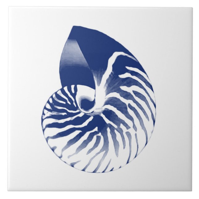 Carreau Coquille de Nautilus - bleu marine et blanc (Devant)