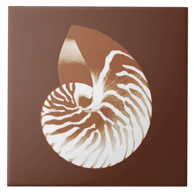 Carreau Coquille de Nautilus - cacao brun et blanc (Devant)