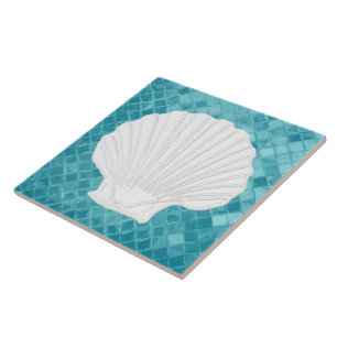 Carreau Coquille de saint Jacques sur Motif de verre marin