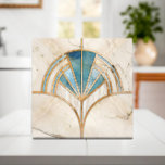 Carreau Coquille de ventilateur Art déco - Travertine et m<br><div class="desc">Coquille de ventilateur Art déco - Travertine et marbre bleu</div>