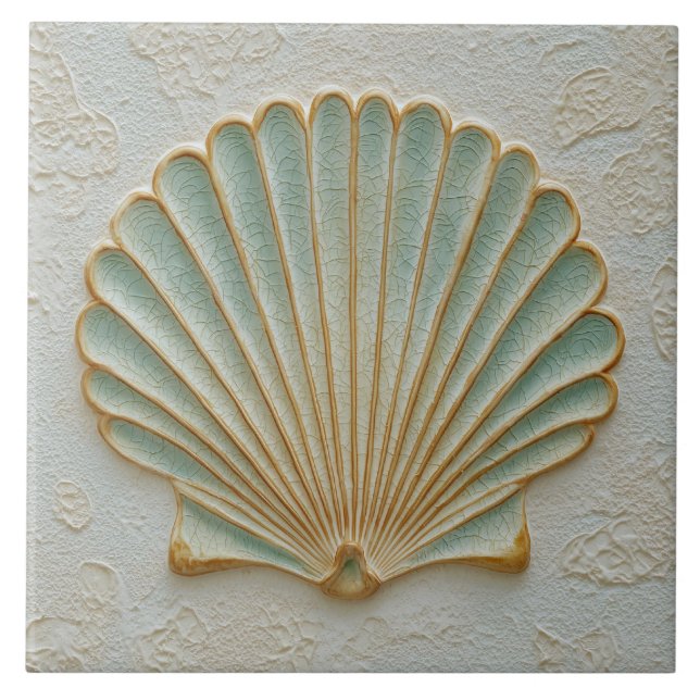 Carreau Coquille Saint-Jacques aqua et sable Côtière (Devant)