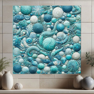 Carreau Coquilles sous-marines époustouflantes Mosaïque bl