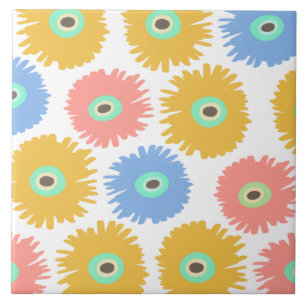 Carreau Corail Abstrait Florales de carnation jaune