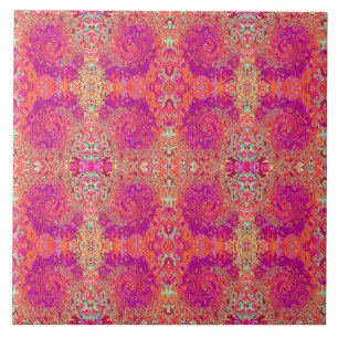 Carreau Corail Abstrait rétro et spirale de marbre pourpre