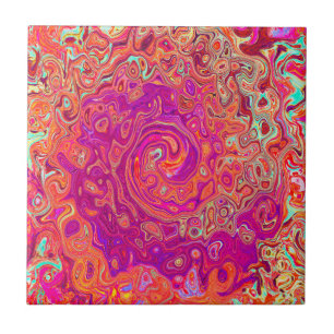 Carreau Corail Abstrait rétro et spirale de marbre pourpre