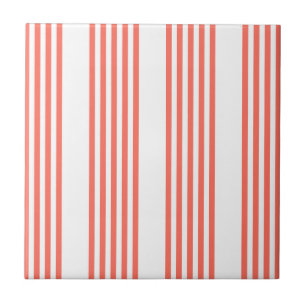 Carreau Corail vivant et blanc cinq bandes motif