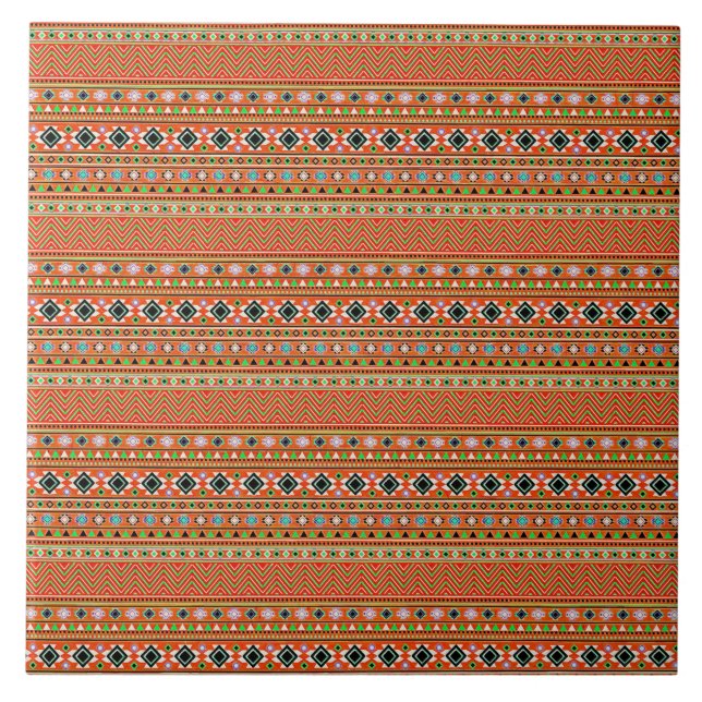 Carreau Coral Aztec Style Sud-Ouest Motif (Devant)