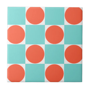 Carreau Coral et damier de cercle Aqua