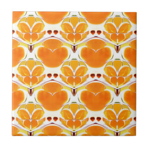 Carreau Coral Orange et crème Batik Motif