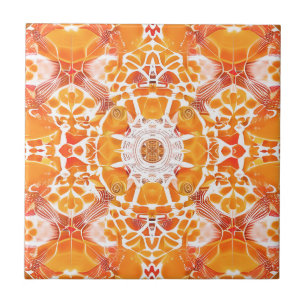 Carreau Coral Orange et crème Motif Batik