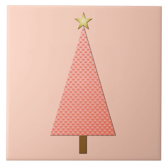 Carreau Coral polka dot moderne sapin de Noël (Devant)