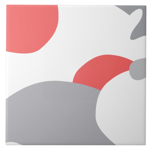 Carreau Coral rose blanc et gris Art Abstrait (Devant)