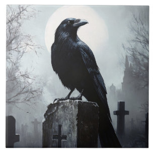 Carreau Corbeau dans le cimetière gothique