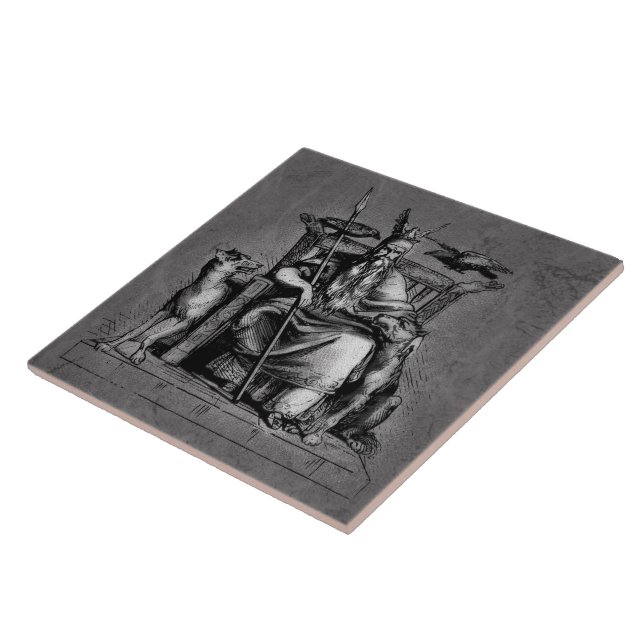 Carreau Corbeaux d'Odin sur Trône de Pierre Mythologie Vik (Côté)