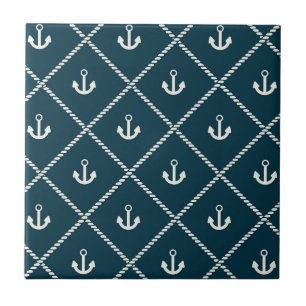 Carreau Corde Et Motif Ancre De La Marine