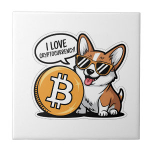 Carreau Corgi Cool Aime la Cryptomonnaie