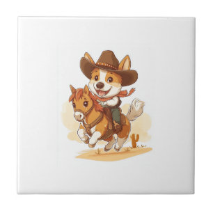 Carreau Corgi Cowboy � Chien de Rodéo Occidental