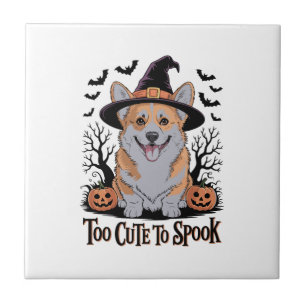 Carreau Corgi Halloween mignon avec un chapeau de sorcière