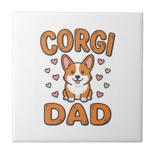 Carreau Corgi Papa Gravure Vintage T-Shirt pour Amoureux d