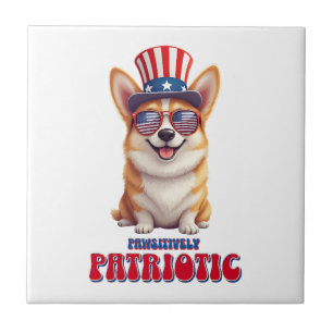 Carreau Corgi Patriotique - Extrêmement Patriotique