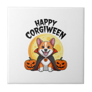 Carreau Corgiween d'Halloween, chien Corgi effrayant