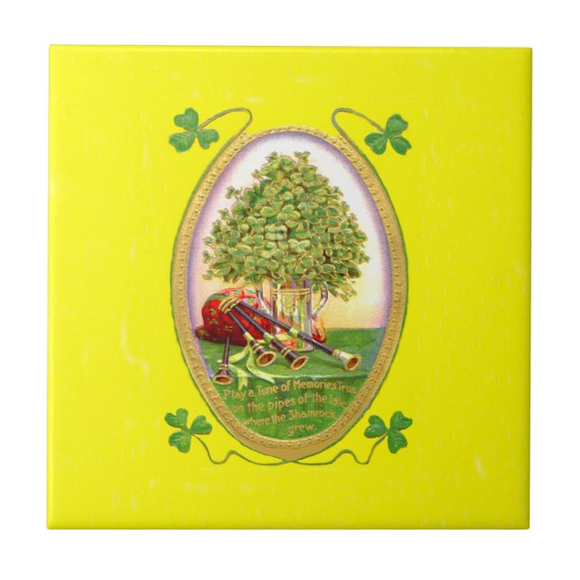 Carreau Cornemuses Shamrock Or Vert (Devant)