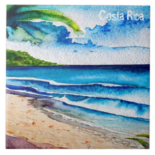 Carreau Costa Rica Plage Pura Vida Aquarelle Peinture