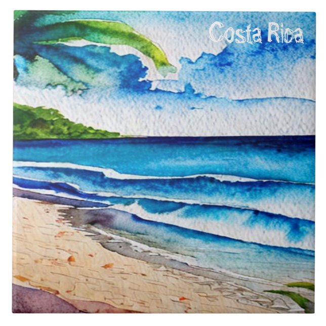 Carreau Costa Rica Plage Pura Vida Aquarelle Peinture (Devant)