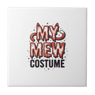Carreau Costume de chat mignon d'Halloween Design vintage_