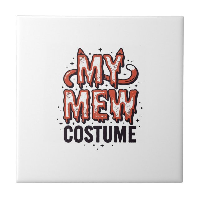 Carreau Costume de chat mignon d'Halloween Design vintage_ (Devant)