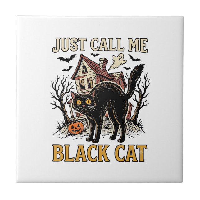 Carreau Costume de chat noir Maison hantée Funny Halloween (Devant)