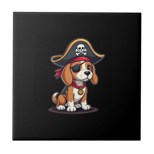 Carreau Costume de pirate Beagle Drapeau Jolly Roger Crâne (Devant)
