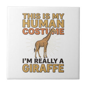 Carreau Costume Humain de Girafe Drôle Gravure Vintage Shi