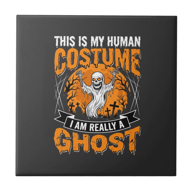 Carreau Costume Humain Halloween Fantôme Squelette Graphiq (Devant)