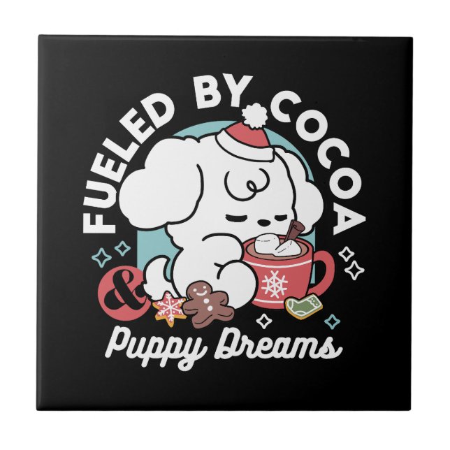 Carreau Cosy Puppy Dreams - Chocolat chaud et Noël (Devant)