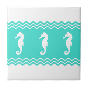 Carreau Côte Blanc Turquoise Océan Hippocampe