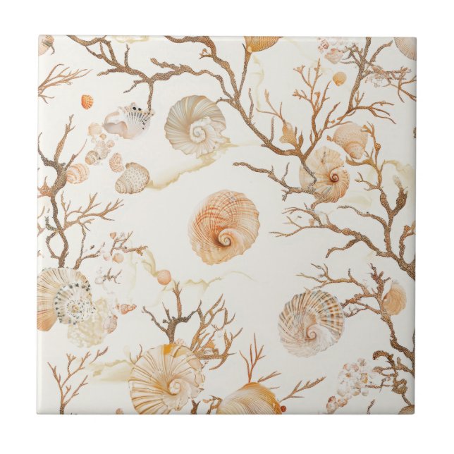 Carreau Côtière rustique - Coquillages, Starfish, Reef (14 (Devant)